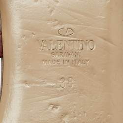 Pre Owned Valentino Rockstud Size 38 Burgundy Leather Flat Sandals