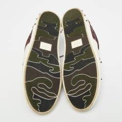 Pre Owned Valentino Fly Crew Size 38 Burgundy/White Glitter and Leather Lace Up Sneakers