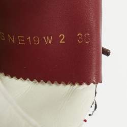 Pre Owned Valentino Fly Crew Size 38 Burgundy/White Glitter and Leather Lace Up Sneakers