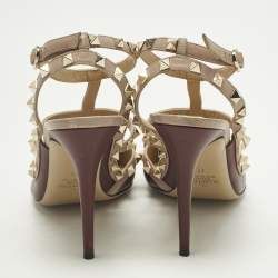 Pre Owned حذاء كعب عالي فالنتينو جلد وردي مزين مسامير قفصي مقاس 40