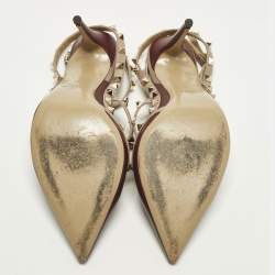 Pre Owned حذاء كعب عالي فالنتينو جلد وردي مزين مسامير قفصي مقاس 40