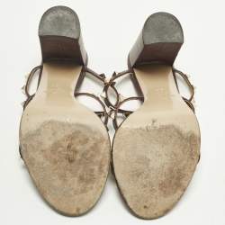 Pre Owned صندل فالنتينو روكستد جلد بيج مفتوح من الخلف مقاس 37