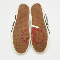 Pre Owned Valentino VLogo Size 38 Black Leather High Top Sneakers