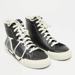 Pre Owned Valentino VLogo Size 38 Black Leather High Top Sneakers