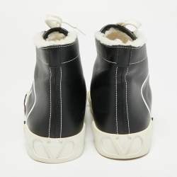 Pre Owned Valentino VLogo Size 38 Black Leather High Top Sneakers