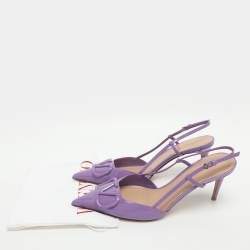 Pre Owned حذاء كعب عالي فالنتينو شعار بحجم 41 جلدي لامع بنفسجي