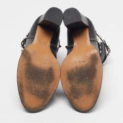 مملوكة مسبقًا Valentino Rockstud Size 39 Black Leather Ankle Length Boots