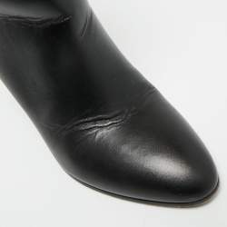 Pre Owned بوت فالتنينو جلد أسود بطول الكاحل مقاس 40