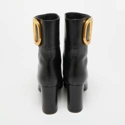 Pre Owned بوت فالتنينو جلد أسود بطول الكاحل مقاس 40