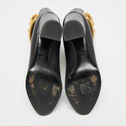 Pre Owned بوت فالتنينو جلد أسود بطول الكاحل مقاس 40