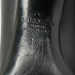 Pre Owned بوت فالتنينو جلد أسود بطول الكاحل مقاس 40