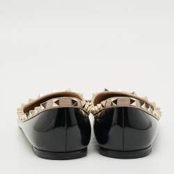 مملوكة مسبقًا أحذية باليرينا فالنتينو روكستد جلد وبَتَنت أسود مقاس 39.5