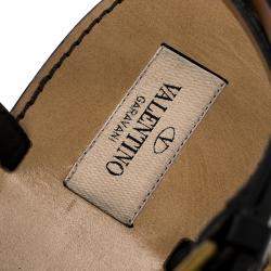 Pre Owned Valentino Black Leather Starfish and Seahorse Flat Sandals Size 40