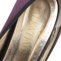Pre Owned Valentino Two Tone Satin Rosette Peep Toe Platform Pumps Size 40