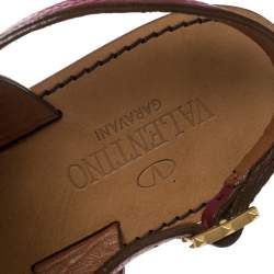 Valentino Maroon Leather Fringed Coin Detail Thong Sandals Size 37.5