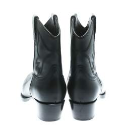 Pre Owned Valentino Black Texan Embroidered Leather Pointed Toe Cowboy Boots Size 36