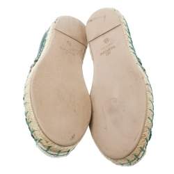 Valentino Green Embroidered Leather Espadrilles Size 35