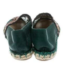 Valentino Green Embroidered Leather Espadrilles Size 35