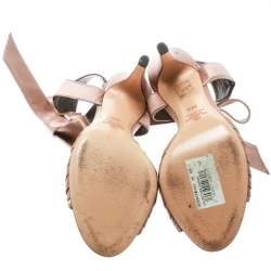 Pre Owned Valentino Blush Pink Pleated Satin Ankle Strap Sandals Size 38.5
