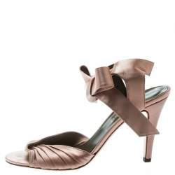 Pre Owned Valentino Blush Pink Pleated Satin Ankle Strap Sandals Size 38.5