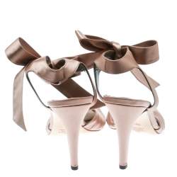 Pre Owned Valentino Blush Pink Pleated Satin Ankle Strap Sandals Size 38.5