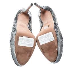 Pre Owned Valentino Multicolor Python Leather Rockstud Round Toe Platform Pumps Size 39