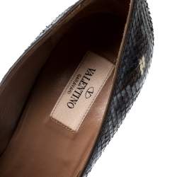 Pre Owned Valentino Multicolor Python Leather Rockstud Round Toe Platform Pumps Size 39