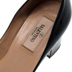 Pre Owned Valentino Black Patent Leather Tango Ankle Strap Pumps Size 36.5