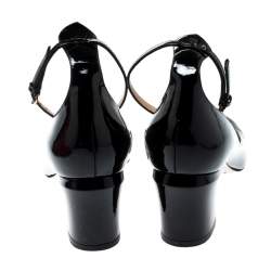 Pre Owned Valentino Black Patent Leather Tango Ankle Strap Pumps Size 36.5