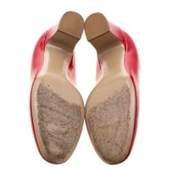 Pre Owned Valentino Red Patent Leather Block Heel Pumps Size 39