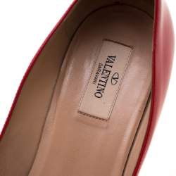 Pre Owned Valentino Red Patent Leather Block Heel Pumps Size 39