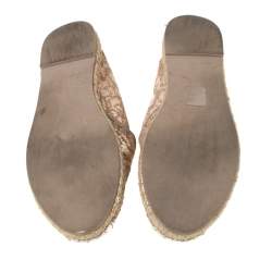 Pre Owned Valentino Metallic Pink Lace Espadrille Flats Size 40