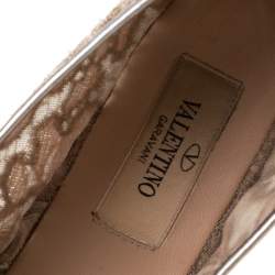 Pre Owned Valentino Metallic Pink Lace Espadrille Flats Size 40