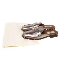 Pre Owned Valentino Metallic Bronze Leather Soul Rockstud Flat Mules Size 35