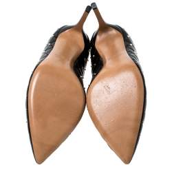 Pre Owned Valentino Black Quilted Leather Rockstud Spike Pointed Toe Pumps Size 41