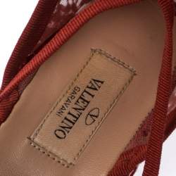 Pre Owned Valentino Red Floral Lace Espadrille Ankle Wrap Flats Sandals Size 36