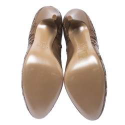 Pre Owned Valentino Nude Beige Lasercut Leather Ankle Boots Size 39.5