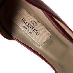 Pre Owned Valentino Red Rose Applique Leather D'Orsay Pumps Size 36