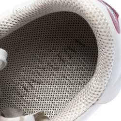 Pre Owned Valentino White/Grey Leather and Suede L'Amour Rockrunner Low Top Sneakers Size 37