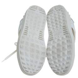 Pre Owned Valentino White And Gold Band Leather Open Low Top Sneakers Size 36