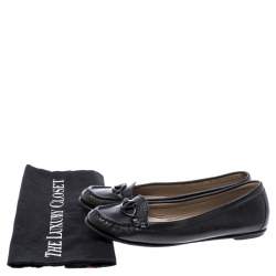 Pre Owned Valentino Black Leather Loafer Flats Size 38