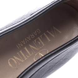 Pre Owned Valentino Black Leather Loafer Flats Size 38