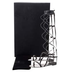 Pre Owned Valentino Black Leather Knee High Rockstud Gladiator Flat Sandals Size 40