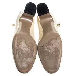 Pre Owned Valentino White Patent Leather Tango Ankle Strap Pumps Size 39.5