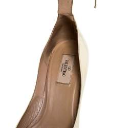 Pre Owned Valentino White Patent Leather Tango Ankle Strap Pumps Size 39.5