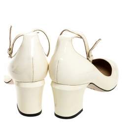 Pre Owned Valentino White Patent Leather Tango Ankle Strap Pumps Size 39.5