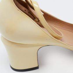 Pre Owned Valentino White Patent Leather Tango Ankle Strap Pumps Size 39.5