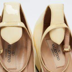 Pre Owned Valentino White Patent Leather Tango Ankle Strap Pumps Size 39.5