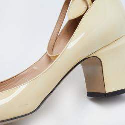 Pre Owned Valentino White Patent Leather Tango Ankle Strap Pumps Size 39.5