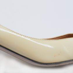 Pre Owned Valentino White Patent Leather Tango Ankle Strap Pumps Size 39.5